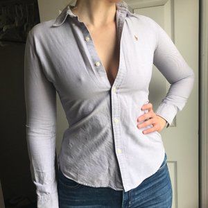 Blue-grey Ralph Lauren slim fit oxford button-down